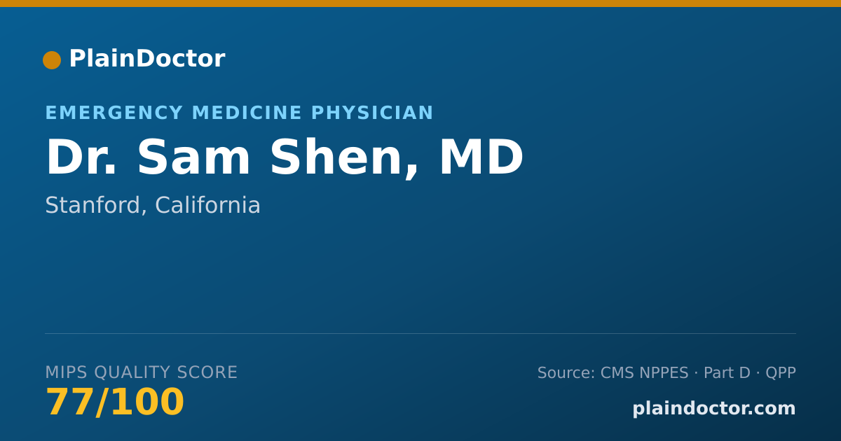 Shareable card for Sam Shen, MD - Emergency Medicine Physician, Stanford, CA