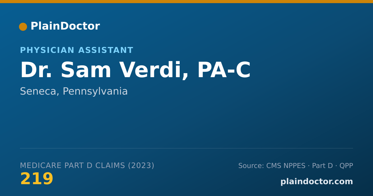 Shareable card for Sam Verdi, PA-C - Physician Assistant, Seneca, PA