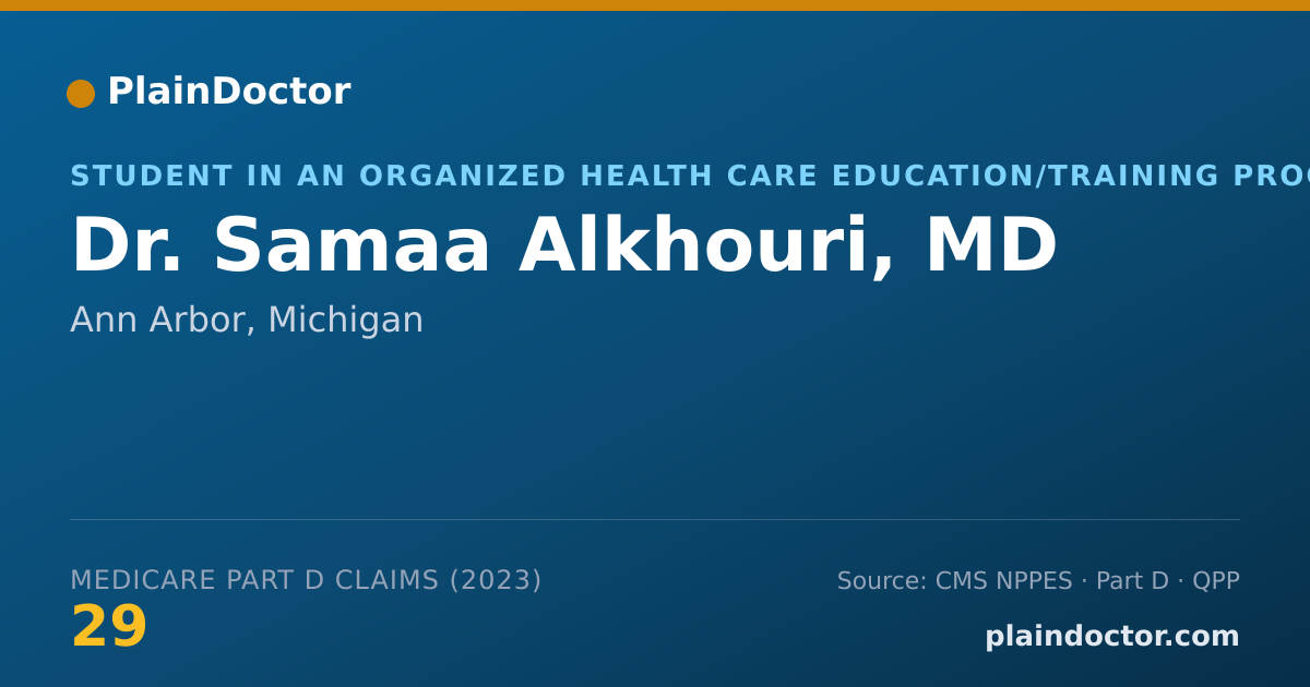 Shareable card for Samaa Alkhouri, MD - Student in an Organized Health Care Education/Training Program, Ann Arbor, MI