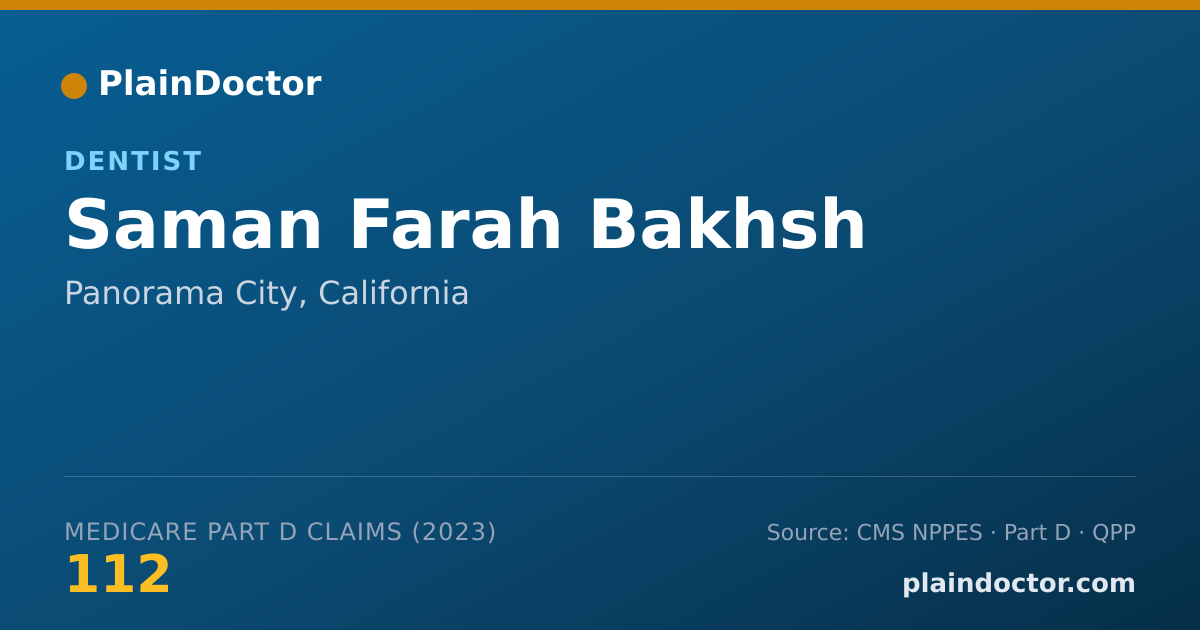 Shareable card for Saman Farah Bakhsh - Dentist, Panorama City, CA