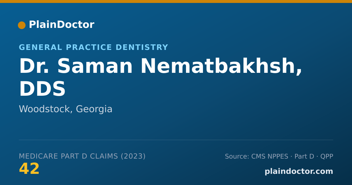 Shareable card for Saman Nematbakhsh, DDS - General Practice Dentistry, Woodstock, GA