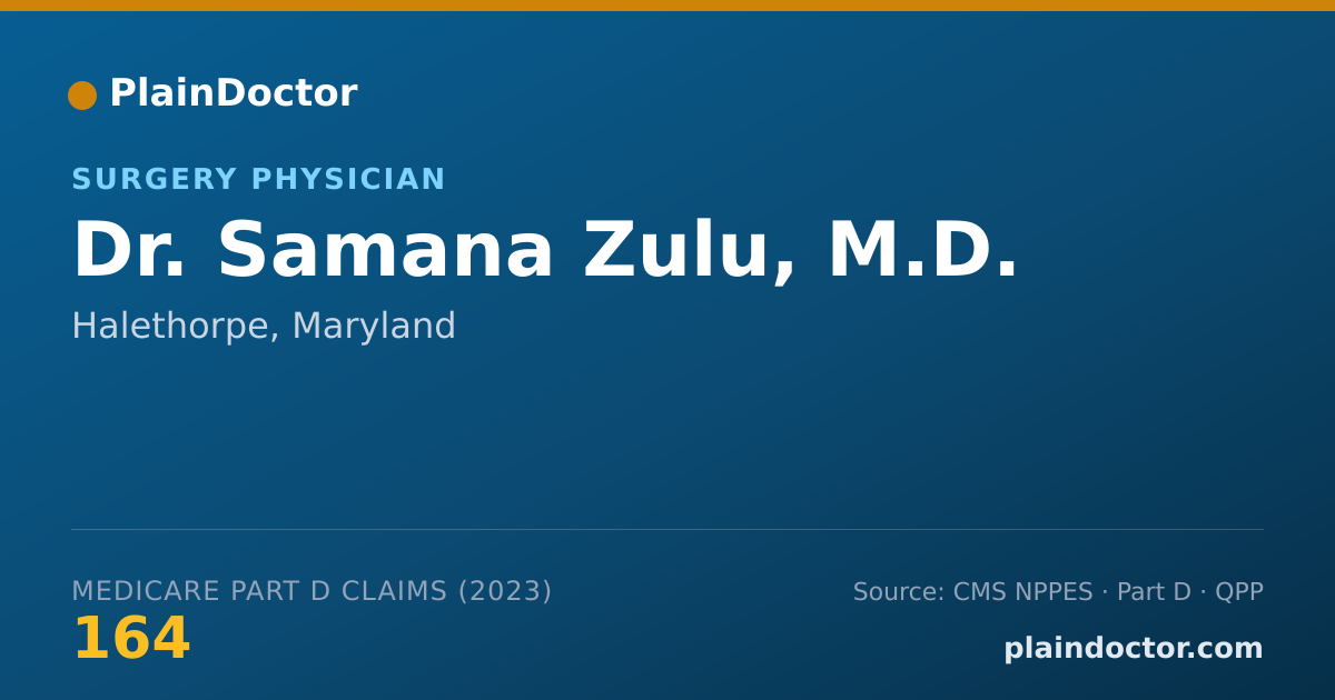 Shareable card for Samana Zulu, M.D. - Surgery Physician, Halethorpe, MD