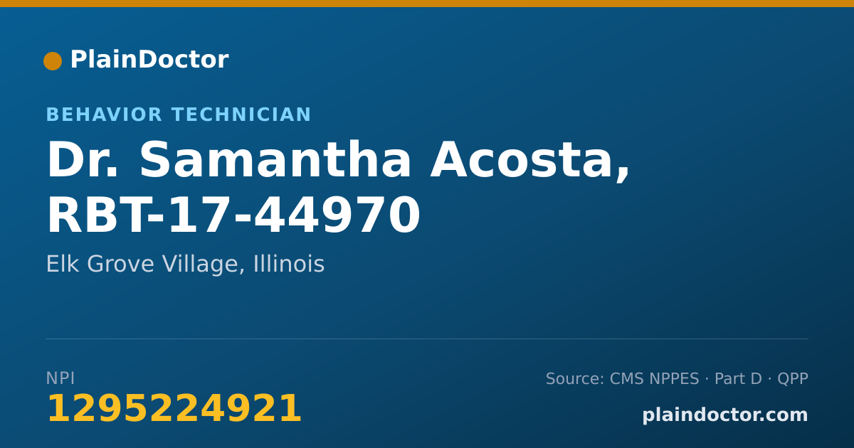 Shareable card for Samantha Acosta, RBT-17-44970 - Behavior Technician, Elk Grove Village, IL