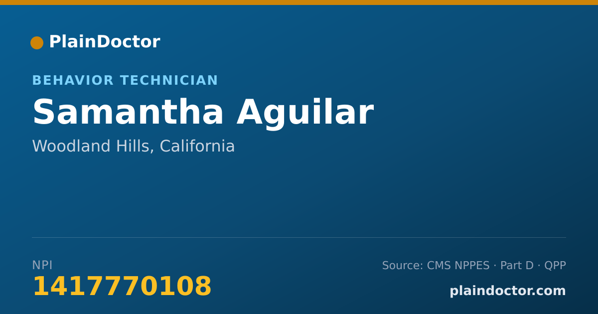Shareable card for Samantha Aguilar - Behavior Technician, Woodland Hills, CA
