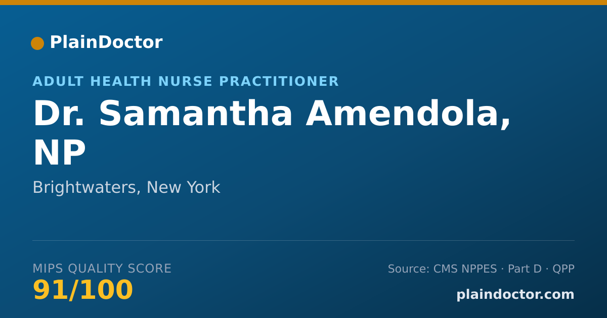 Shareable card for Samantha Amendola, NP - Adult Health Nurse Practitioner, Brightwaters, NY