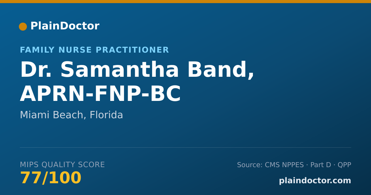 Shareable card for Samantha Band, APRN-FNP-BC - Family Nurse Practitioner, Miami Beach, FL