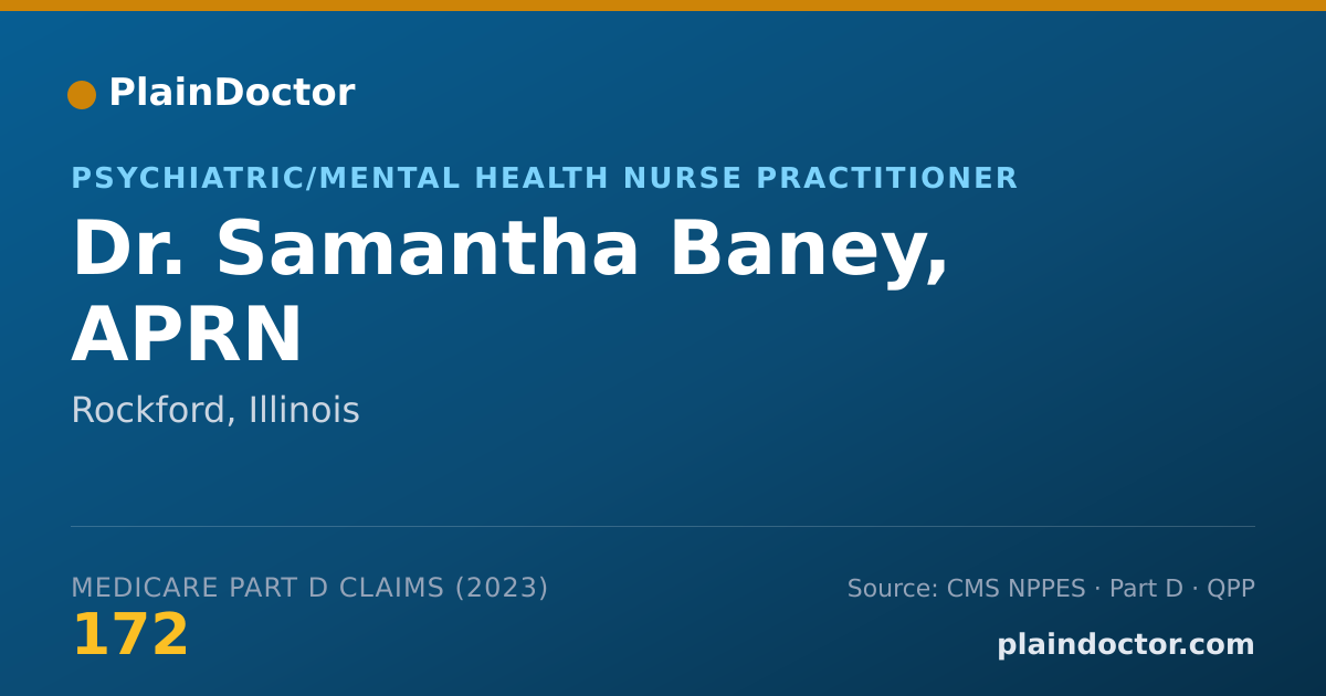 Shareable card for Samantha Baney, APRN - Psychiatric/Mental Health Nurse Practitioner, Rockford, IL