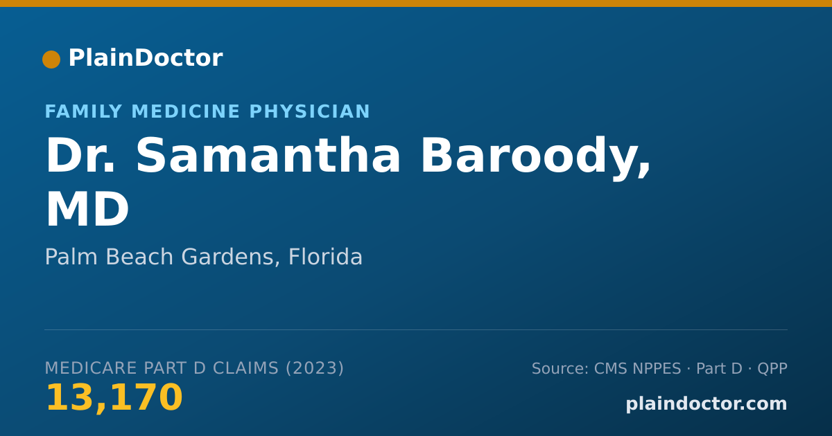 Shareable card for Samantha Baroody, MD - Family Medicine Physician, Palm Beach Gardens, FL