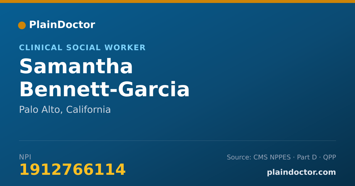 Shareable card for Samantha Bennett-Garcia - Clinical Social Worker, Palo Alto, CA