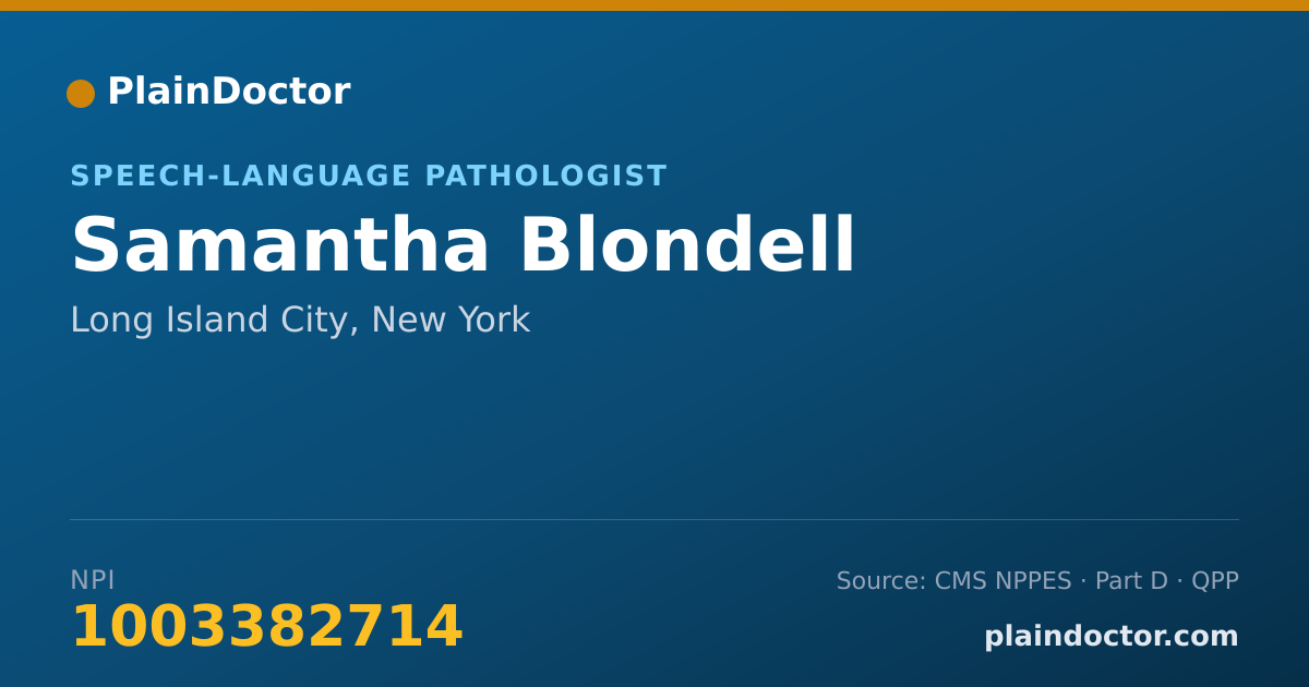 Shareable card for Samantha Blondell - Speech-Language Pathologist, Long Island City, NY