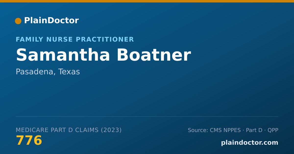 Shareable card for Samantha Boatner - Family Nurse Practitioner, Pasadena, TX