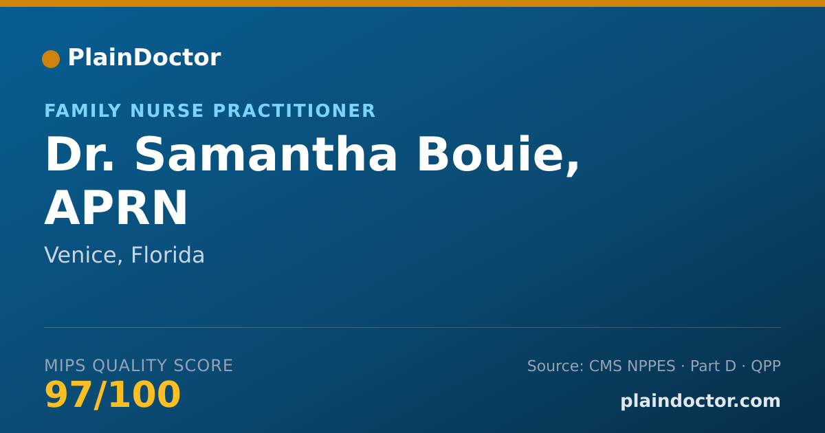 Shareable card for Samantha Bouie, APRN - Family Nurse Practitioner, Venice, FL