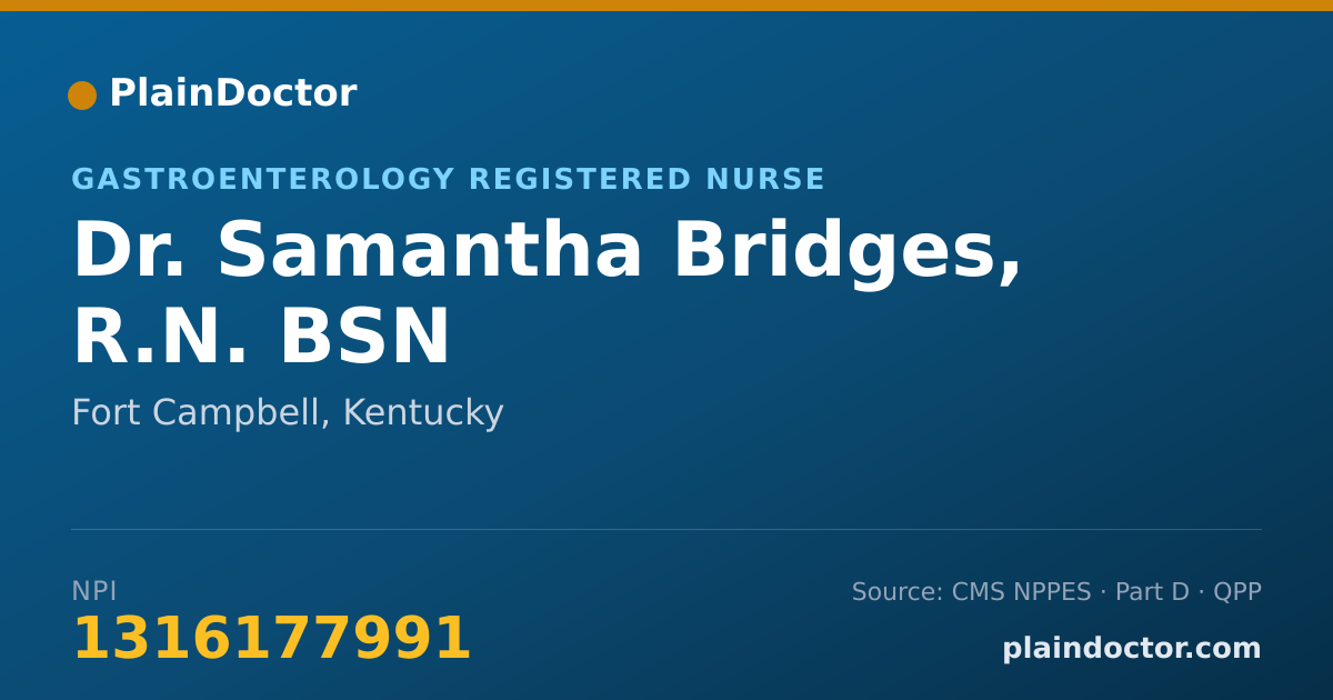 Shareable card for Samantha Bridges, R.N. BSN - Gastroenterology Registered Nurse, Fort Campbell, KY