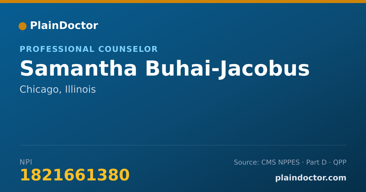 Shareable card for Samantha Buhai-Jacobus - Professional Counselor, Chicago, IL