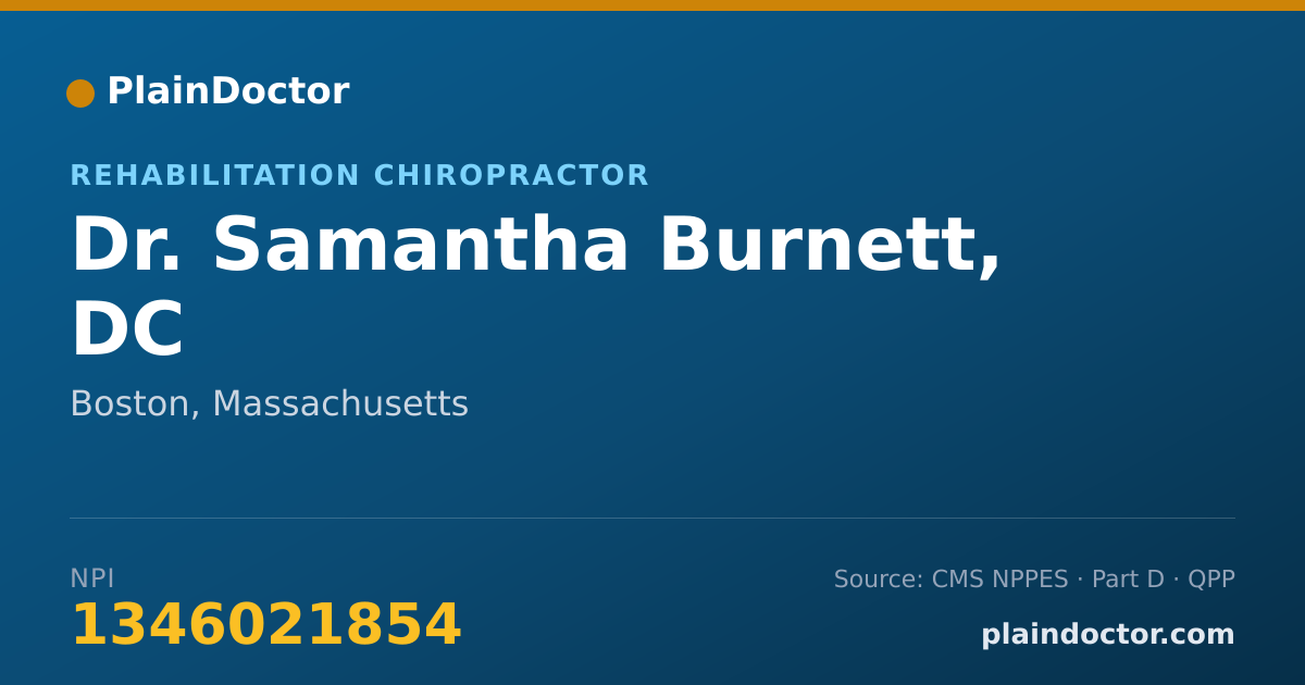 Shareable card for Samantha Burnett, DC - Rehabilitation Chiropractor, Boston, MA