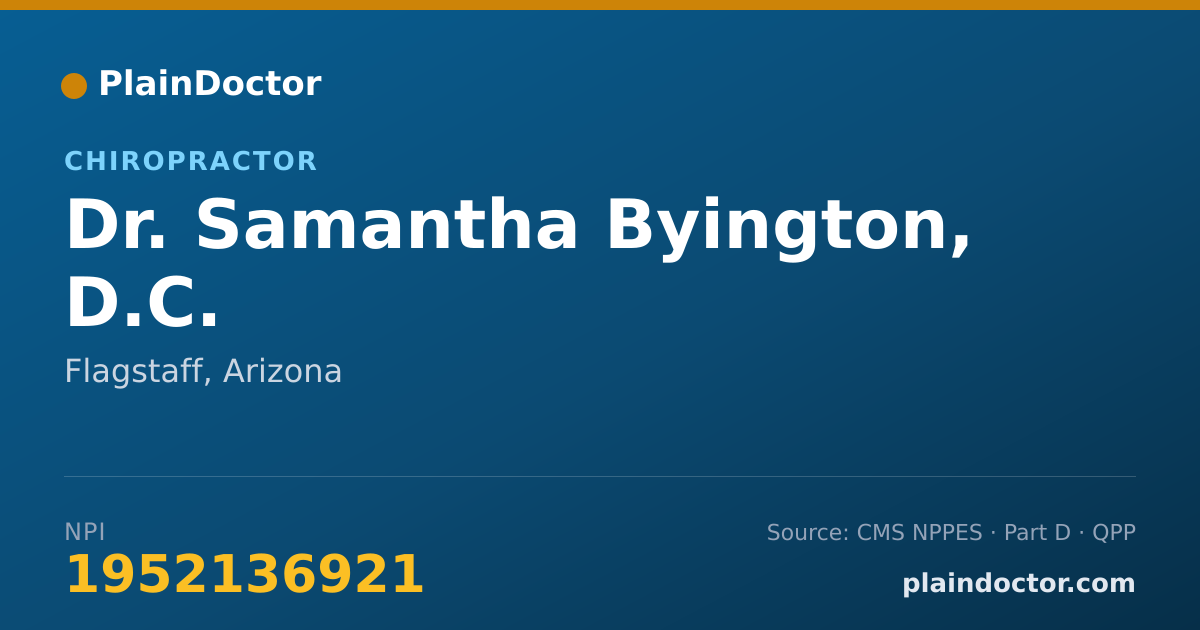 Shareable card for Samantha Byington, D.C. - Chiropractor, Flagstaff, AZ