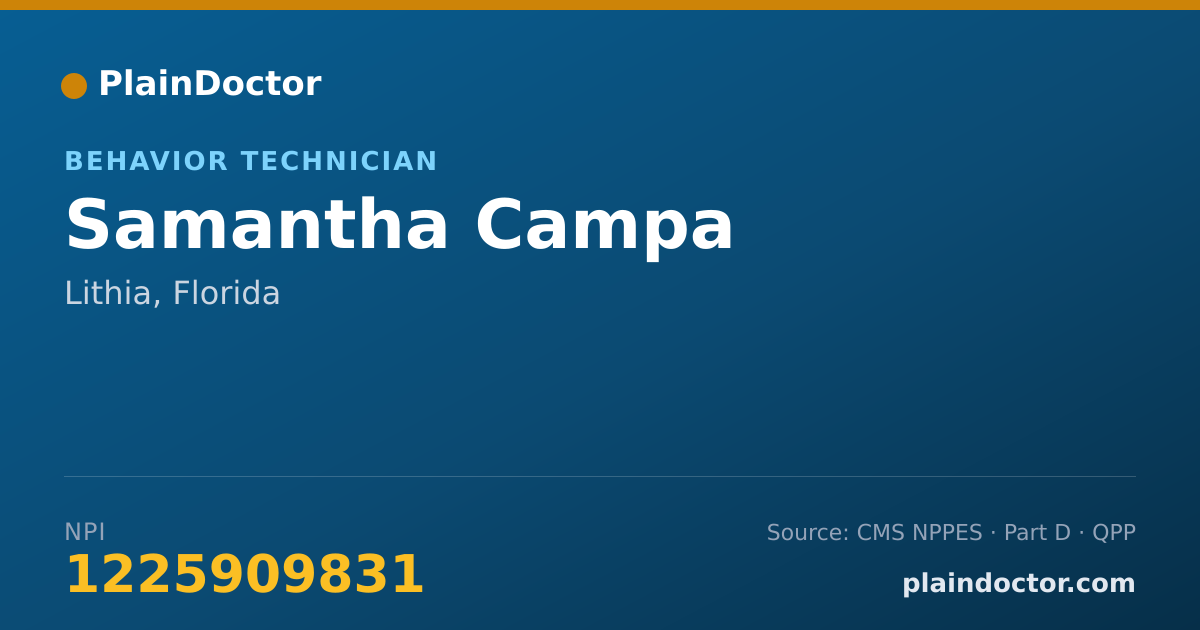 Shareable card for Samantha Campa - Behavior Technician, Lithia, FL