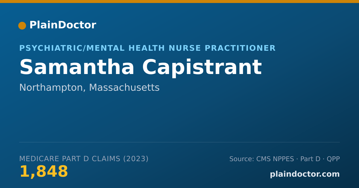 Shareable card for Samantha Capistrant - Psychiatric/Mental Health Nurse Practitioner, Northampton, MA