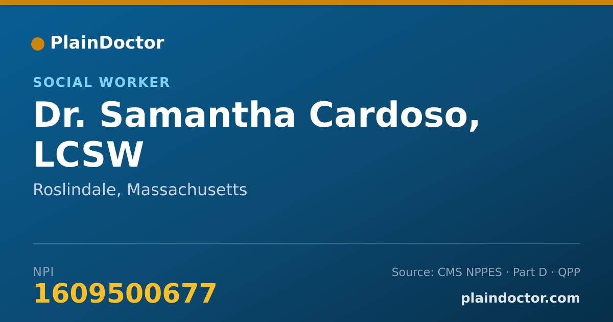 Shareable card for Samantha Cardoso, LCSW - Social Worker, Roslindale, MA