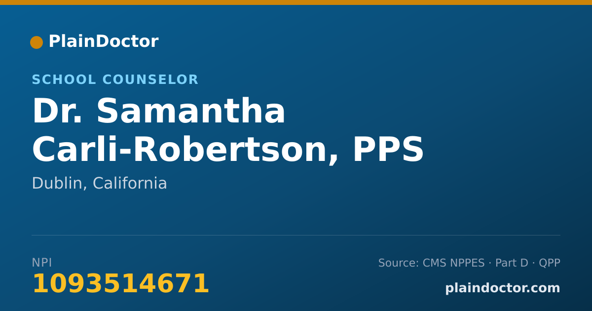 Shareable card for Samantha Carli-Robertson, PPS - School Counselor, Dublin, CA