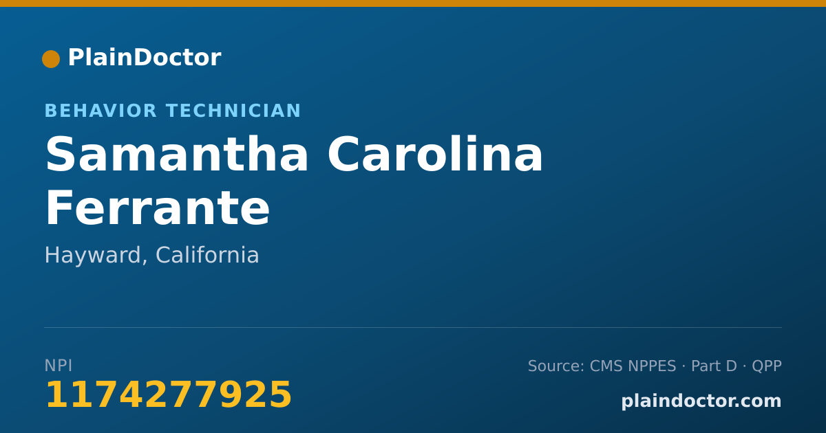 Shareable card for Samantha Carolina Ferrante - Behavior Technician, Hayward, CA