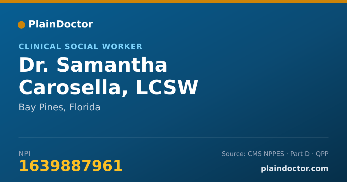 Shareable card for Samantha Carosella, LCSW - Clinical Social Worker, Bay Pines, FL