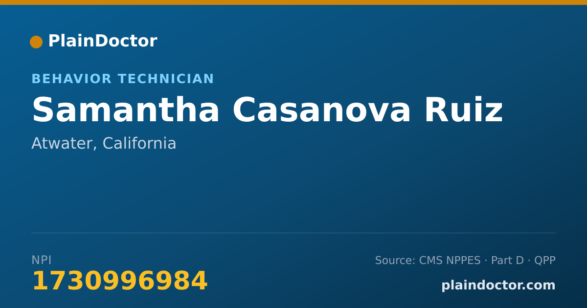 Shareable card for Samantha Casanova Ruiz - Behavior Technician, Atwater, CA