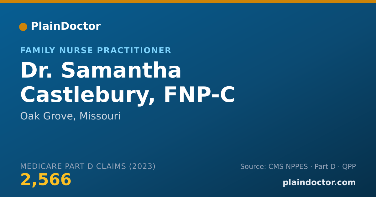 Shareable card for Samantha Castlebury, FNP-C - Family Nurse Practitioner, Oak Grove, MO