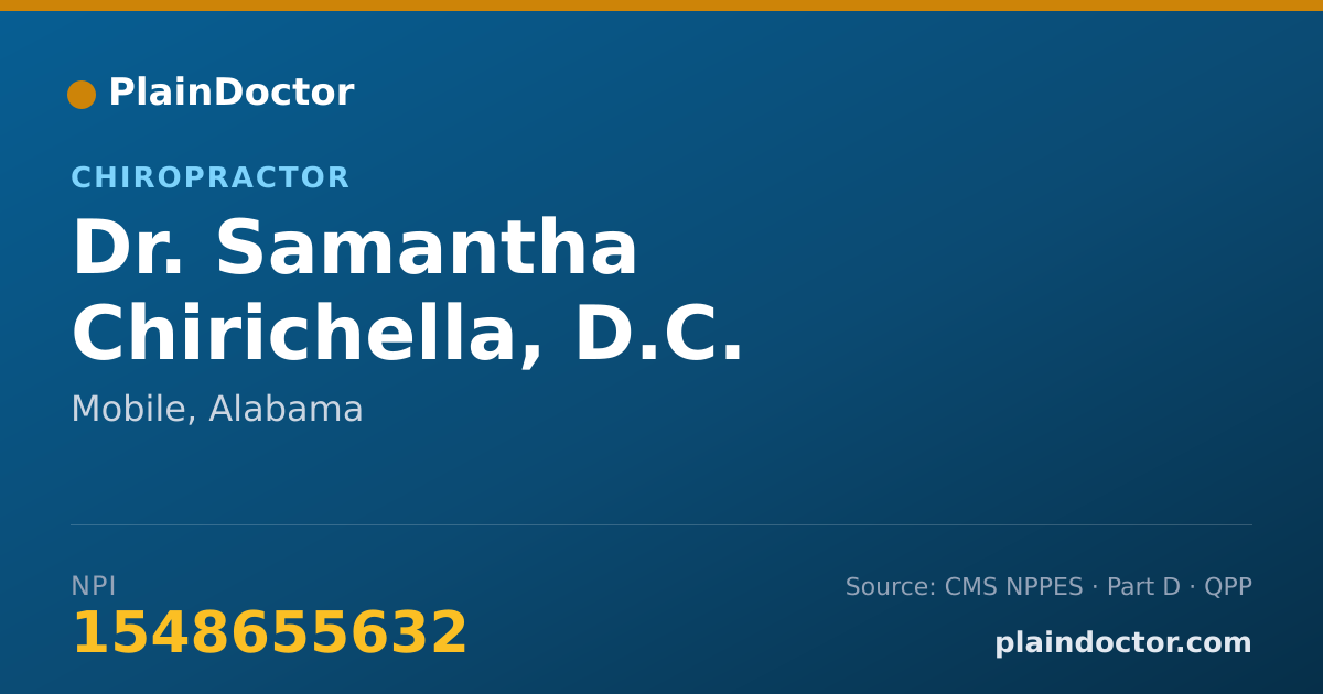 Shareable card for Samantha Chirichella, D.C. - Chiropractor, Mobile, AL