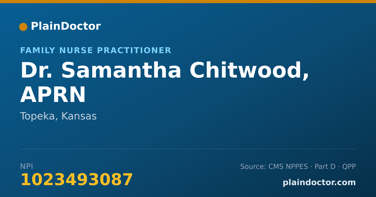 Shareable card for Samantha Chitwood, APRN - Family Nurse Practitioner, Topeka, KS