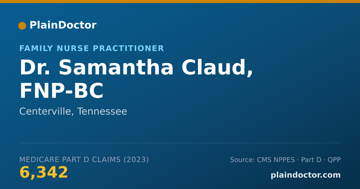 Shareable card for Samantha Claud, FNP-BC - Family Nurse Practitioner, Centerville, TN