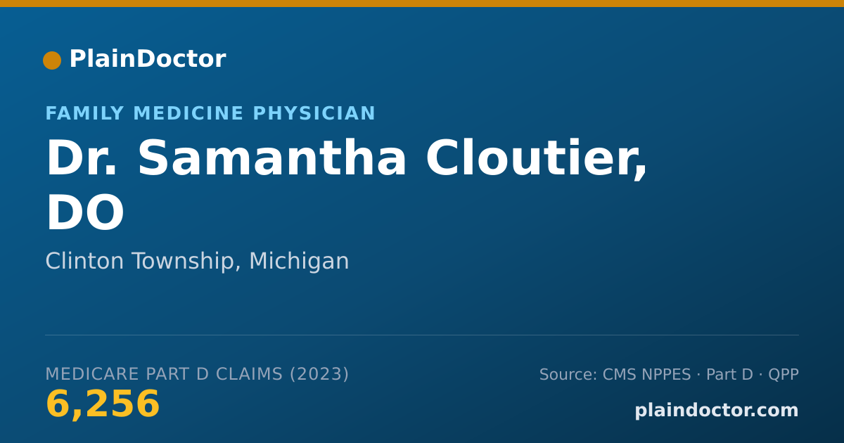 Shareable card for Samantha Cloutier, DO - Family Medicine Physician, Clinton Township, MI