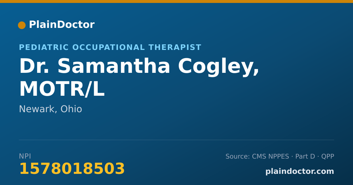 Shareable card for Samantha Cogley, MOTR/L - Pediatric Occupational Therapist, Newark, OH
