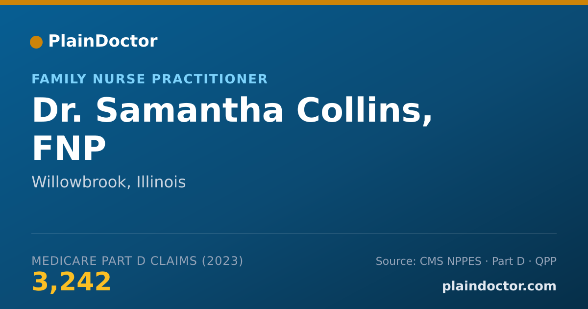 Shareable card for Samantha Collins, FNP - Family Nurse Practitioner, Willowbrook, IL