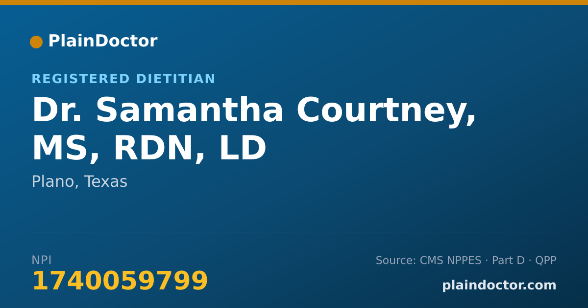 Shareable card for Samantha Courtney, MS, RDN, LD - Registered Dietitian, Plano, TX