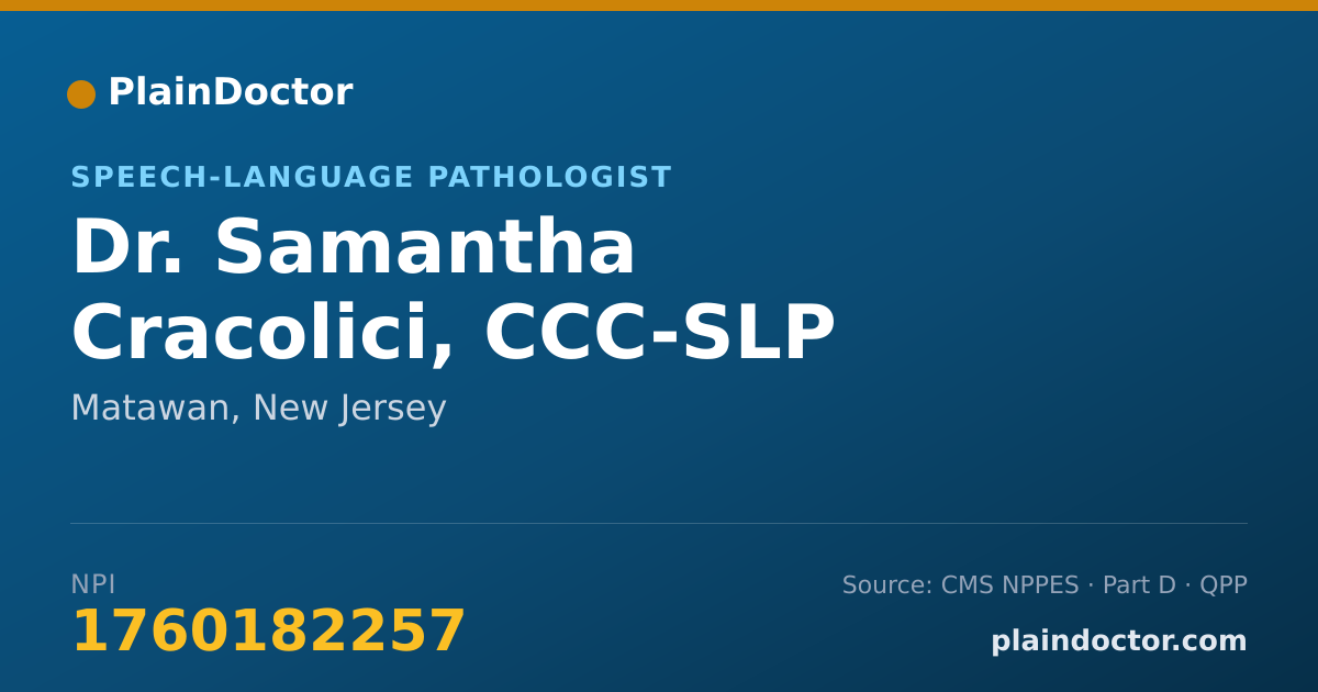 Shareable card for Samantha Cracolici, CCC-SLP - Speech-Language Pathologist, Matawan, NJ