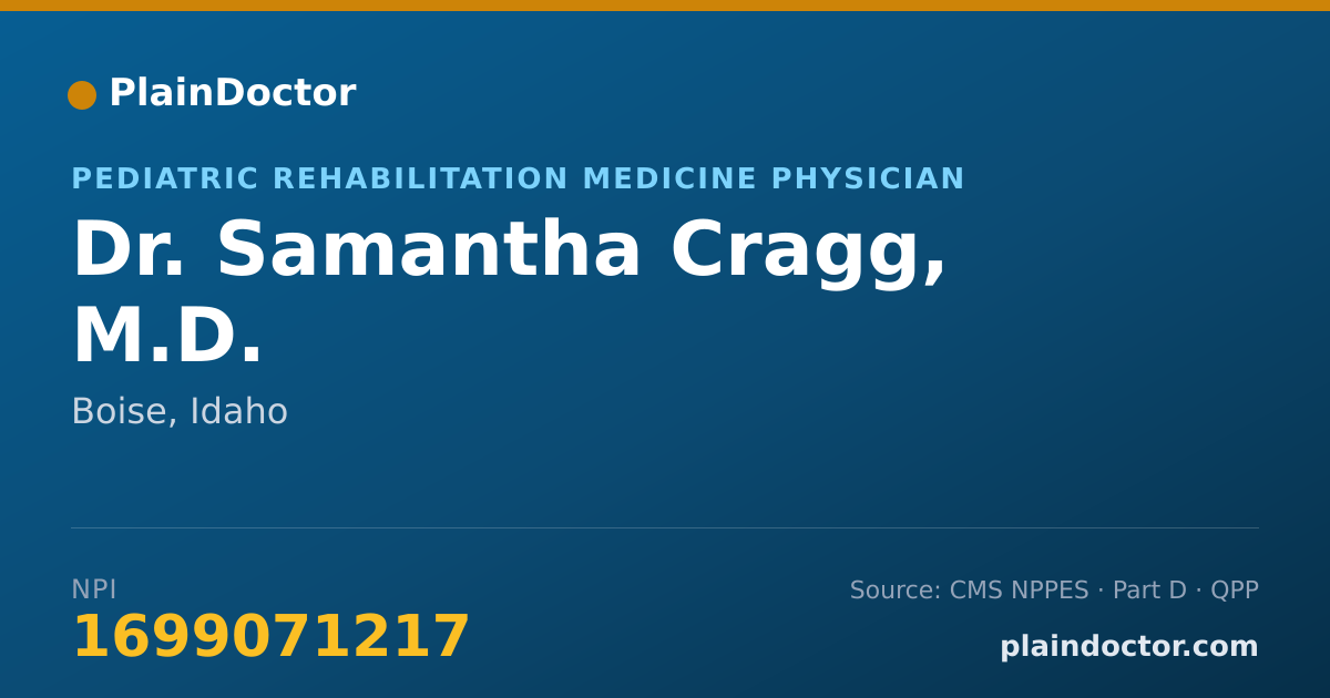 Shareable card for Samantha Cragg, M.D. - Pediatric Rehabilitation Medicine Physician, Boise, ID