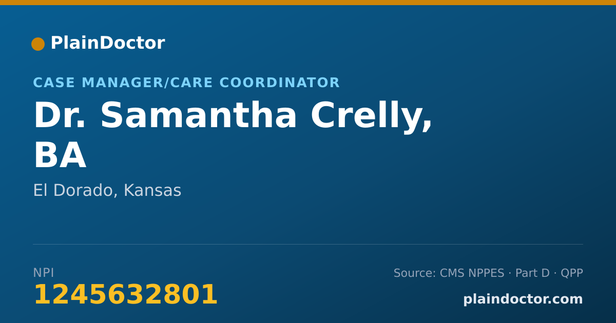 Shareable card for Samantha Crelly, BA - Case Manager/Care Coordinator, El Dorado, KS