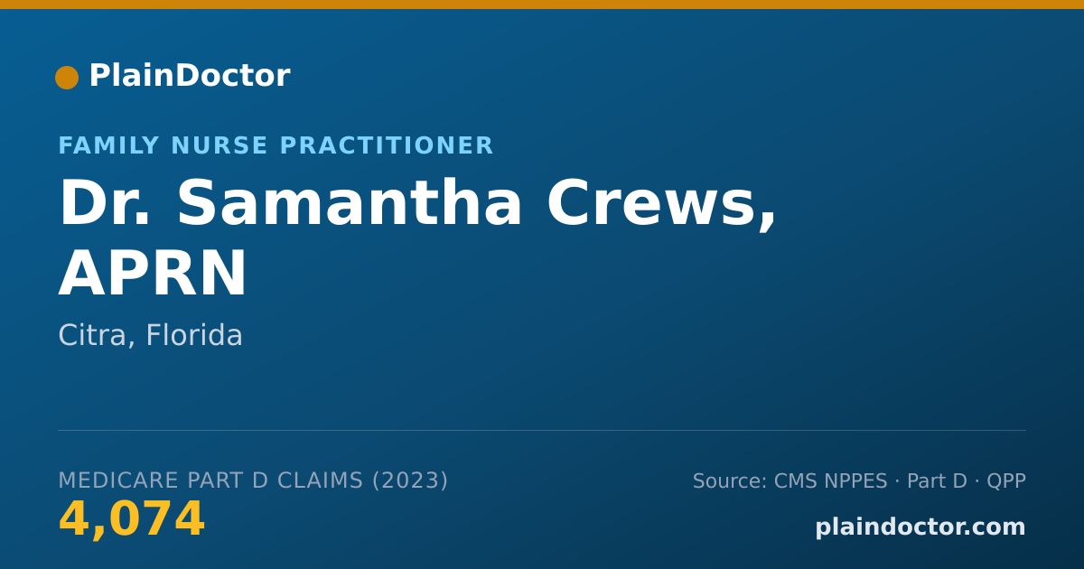 Shareable card for Samantha Crews, APRN - Family Nurse Practitioner, Citra, FL