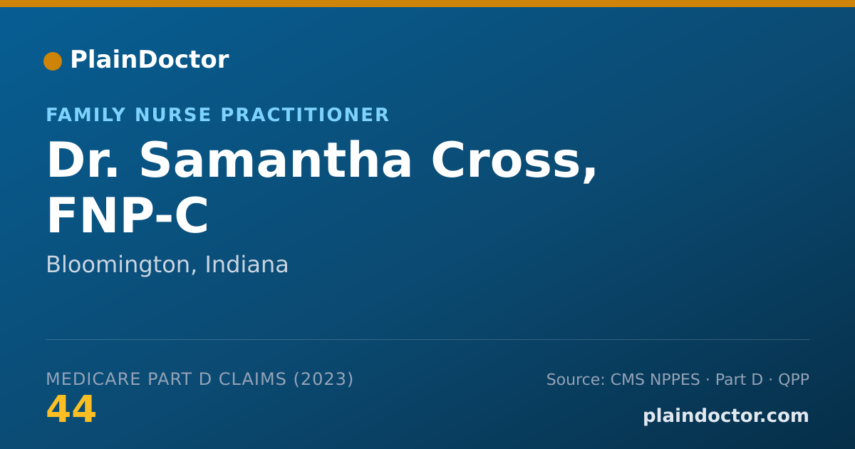 Shareable card for Samantha Cross, FNP-C - Family Nurse Practitioner, Bloomington, IN