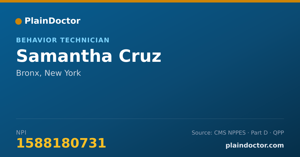 Shareable card for Samantha Cruz - Behavior Technician, Bronx, NY
