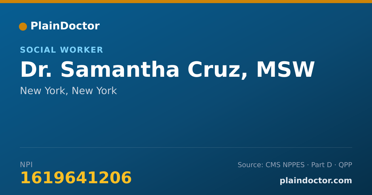 Shareable card for Samantha Cruz, MSW - Social Worker, New York, NY