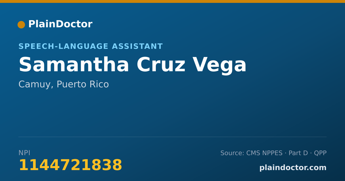 Shareable card for Samantha Cruz Vega - Speech-Language Assistant, Camuy, PR