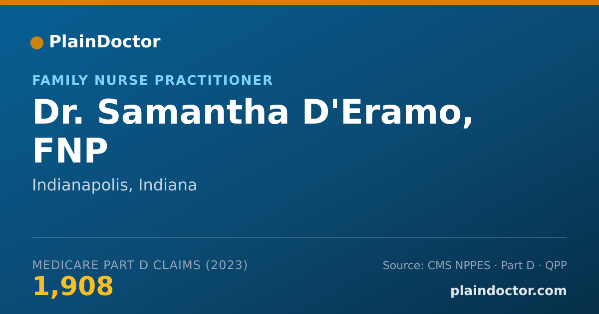 Shareable card for Samantha D'Eramo, FNP - Family Nurse Practitioner, Indianapolis, IN