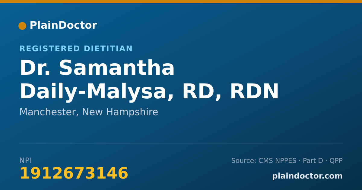 Shareable card for Samantha Daily-Malysa, RD, RDN - Registered Dietitian, Manchester, NH