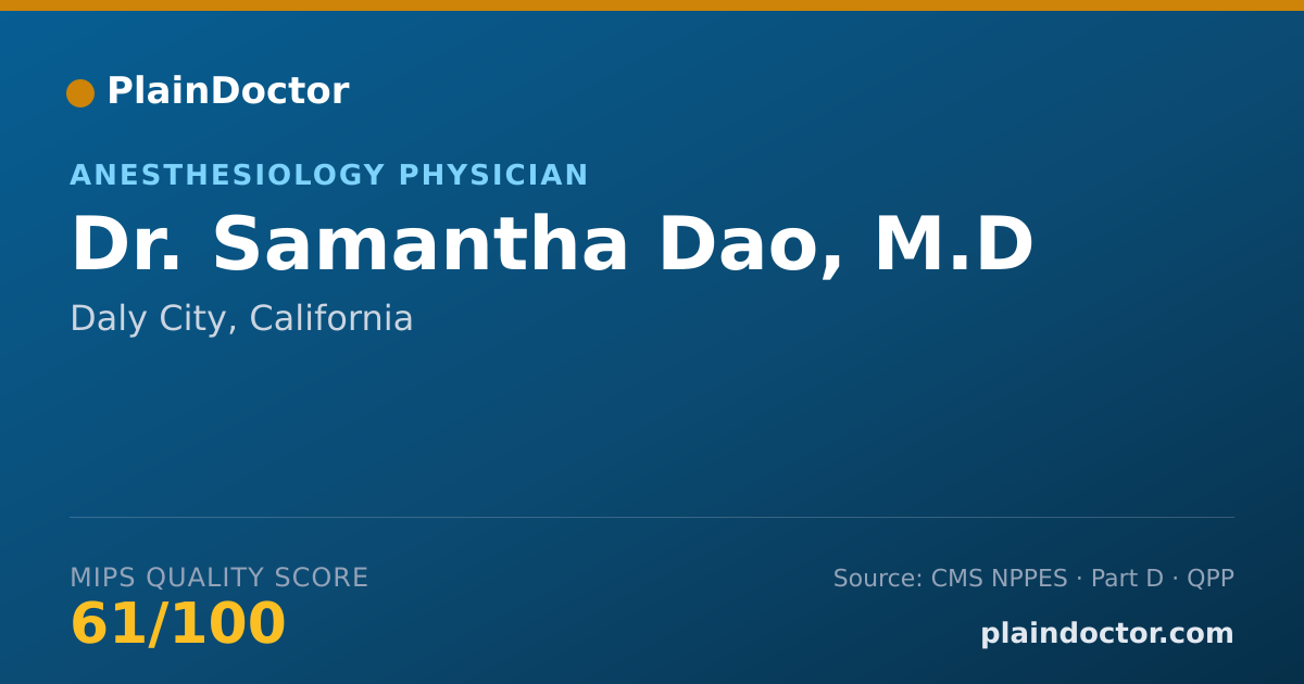 Shareable card for Samantha Dao, M.D - Anesthesiology Physician, Daly City, CA