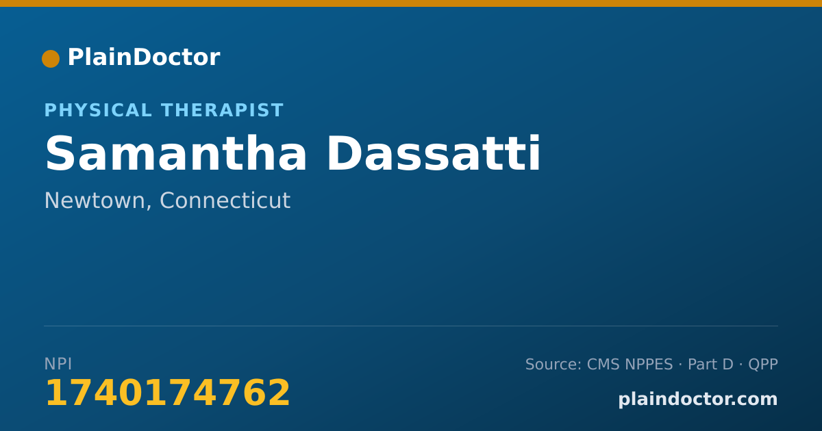 Shareable card for Samantha Dassatti - Physical Therapist, Newtown, CT
