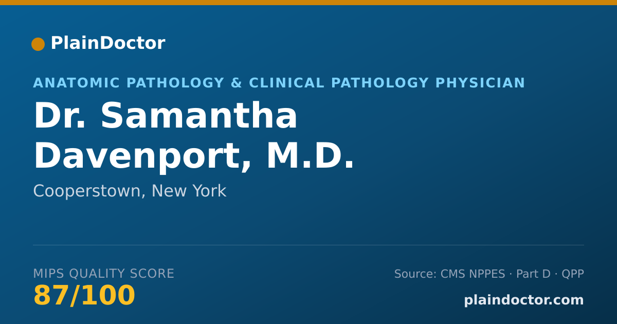 Shareable card for Samantha Davenport, M.D. - Anatomic Pathology & Clinical Pathology Physician, Cooperstown, NY