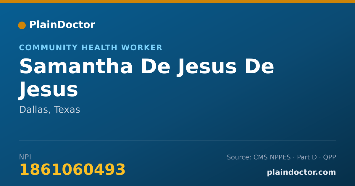 Shareable card for Samantha De Jesus De Jesus - Community Health Worker, Dallas, TX