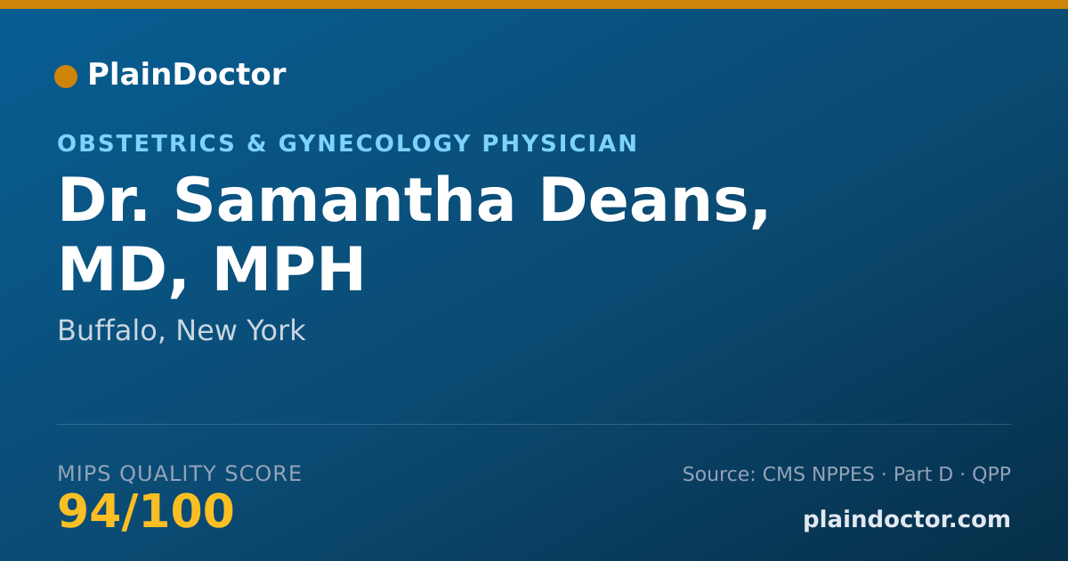Shareable card for Samantha Deans, MD, MPH - Obstetrics & Gynecology Physician, Buffalo, NY